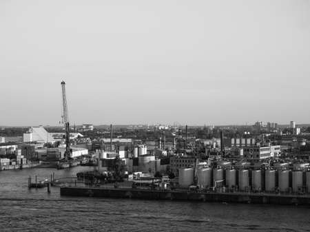 HAMBURG, GERMANY - CIRCA MAY 2017: Hamburger Hafen (Port of Hamburg) sea port on the river Elbe in...