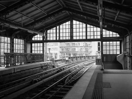 HAMBURG, GERMANY - CIRCA MAY 2017: S-Bahn (S-Train) rapid transit system in black and white