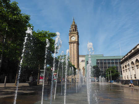 BELFAST, UK - CIRCA JUNE 2018: Albert Memorial Clock (aka Albert Clock) tower