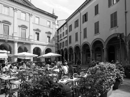 BOLOGNA, ITALY - CIRCA SEPTEMBER 2017: People in the city centre in black and whiteのeditorial素材