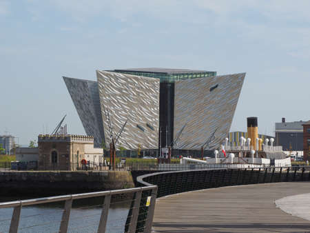 BELFAST, UK - CIRCA JUNE 2018: Titanic Belfast centre on the site of the former Harland Wolff shipyard where the RMS Titanic was builtのeditorial素材