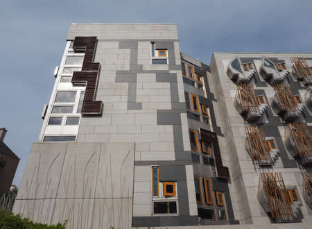 EDINBURGH, UK - CIRCA JUNE 2018: The Scottish Parliament (aka Parlamaid na h-Alba in Gaelic)