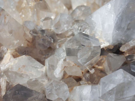 Quartz mineral crystals, made of silicon and oxygen atomsの写真素材