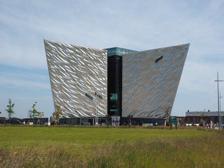 BELFAST, UK - CIRCA JUNE 2018: Titanic Belfast centre on the site of the former Harland Wolff shipyard where the RMS Titanic was builtのeditorial素材