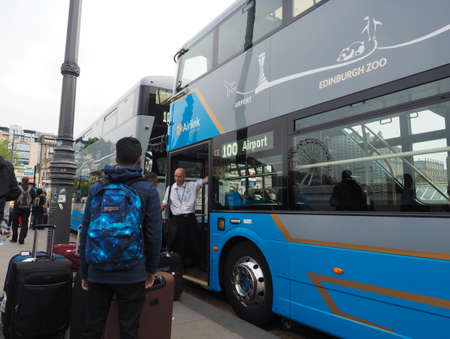 EDINBURGH, UK - CIRCA JUNE 2018: Shuttle bus service 100 called Airlink to Edinburgh Airport
