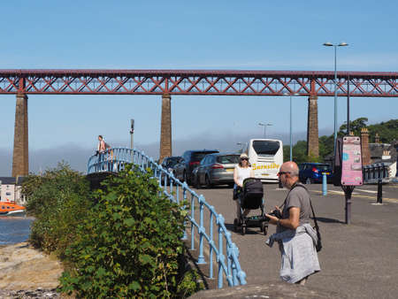 EDINBURGH, UK - CIRCA JUNE 2018: Forth Bridge, cantilever railway bridge across the Firth of Forth...
