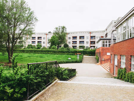 BERLIN, GERMANY - MAY 11, 2014: The Hufeisensiedlung (meaning Horseshoe housing estate) aka Grosssiedlung Britz designed by Bruno Taut and Martin Wagner in 1925 is a masterpiece of early modernismのeditorial素材