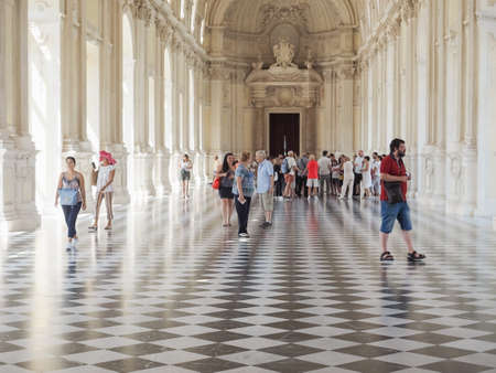 VENARIA, ITALY - CIRCA AUGUST 2018: Galleria Grande aka Galleria di Diana (meaning Great Gallery or Diana Gallery) at Reggia di Venariaのeditorial素材