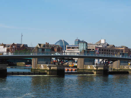 BELFAST, UK - CIRCA JUNE 2018: Panoramic view of River Lagan