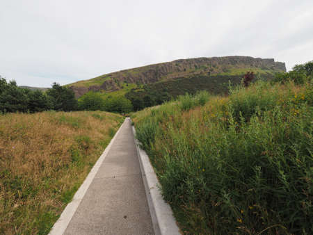 Arthur's Seat in Holyrood park in Edinburgh, UKの写真素材