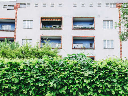 BERLIN, GERMANY - MAY 11, 2014: The Hufeisensiedlung (meaning Horseshoe housing estate) aka Grosssiedlung Britz designed by Bruno Taut and Martin Wagner in 1925 is a masterpiece of early modernismのeditorial素材