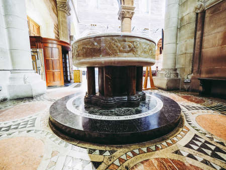 BELFAST, UK - CIRCA JUNE 2018: St Anne Cathedral (aka Belfast Cathedral) church interiorのeditorial素材