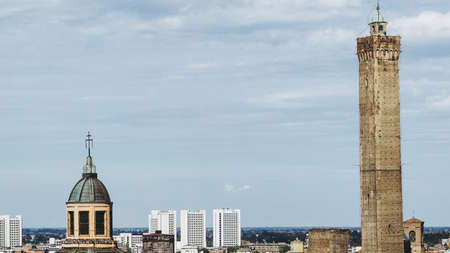 Aerial view of the city of Bologna, Italyのeditorial素材