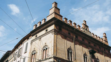 View of the old city centre of Bologna, Italyのeditorial素材