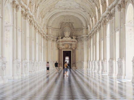 VENARIA, ITALY - CIRCA AUGUST 2018: Galleria Grande aka Galleria di Diana (meaning Great Gallery or Diana Gallery) at Reggia di Venariaのeditorial素材