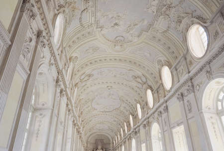 VENARIA, ITALY - CIRCA AUGUST 2018: Galleria Grande aka Galleria di Diana (meaning Great Gallery or Diana Gallery) at Reggia di Venariaのeditorial素材
