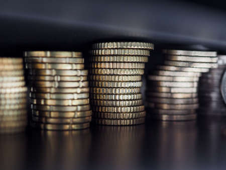 Pile of Euro coins money (EUR), currency of European Union useful as a background