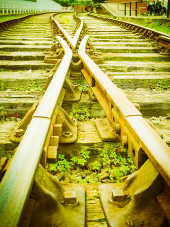 Railway railroad tracks for train public transport vintage retro