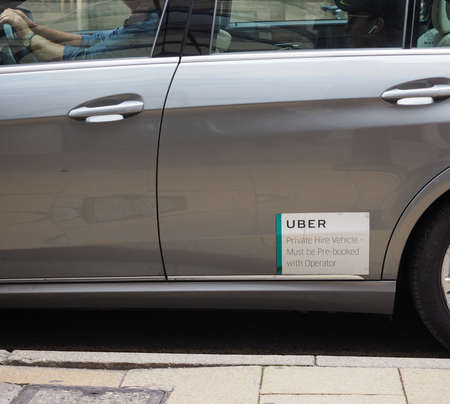 CAMBRIDGE, UK - CIRCA OCTOBER 2018: Uber private hire vehicle car