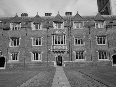 CAMBRIDGE, UK - CIRCA OCTOBER 2018: Second Court at St John's College in black and whiteのeditorial素材