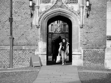 CAMBRIDGE, UK - CIRCA OCTOBER 2018: St John's College in black and whiteのeditorial素材