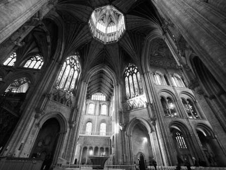 ELY, UK - CIRCA OCTOBER 2018: Ely Cathedral (formerly church of St Etheldreda and St Peter and Church of the Holy and Undivided Trinity) interior in black and whiteのeditorial素材