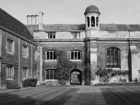 CAMBRIDGE, UK - CIRCA OCTOBER 2018: Gonville and Caius College in black and whiteのeditorial素材
