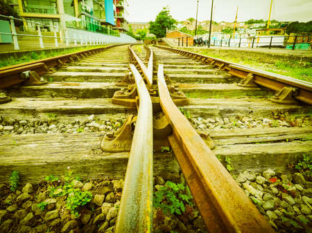 Railway railroad tracks for train public transport vintage retro