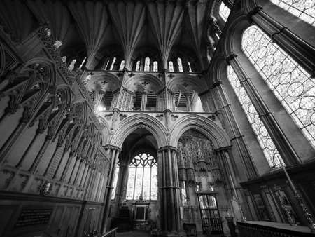 ELY, UK - CIRCA OCTOBER 2018: Ely Cathedral (formerly church of St Etheldreda and St Peter and Church of the Holy and Undivided Trinity) interior in black and whiteのeditorial素材