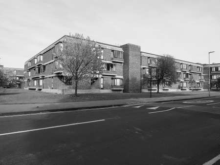CAMBRIDGE, UK - CIRCA OCTOBER 2018: Churchill College in black and whiteのeditorial素材