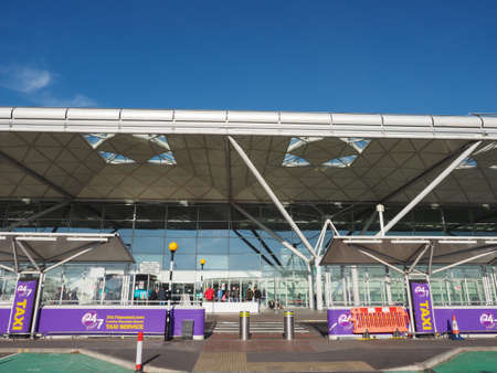 STANSTED, UK - CIRCA OCTOBER 2018: London Stansted airport design by architect Lord Norman Fosterのeditorial素材