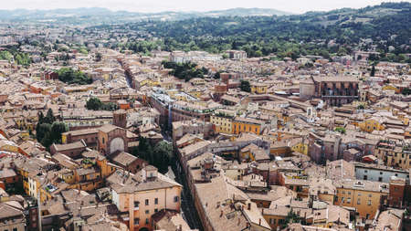 Aerial view of the city of Bologna, Italyの写真素材