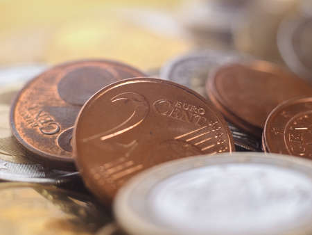 Euro coins money (EUR), currency of European Union