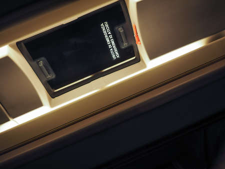 Uscita Emergenza (meaning Emergency Exit in Italian) on a bus roof