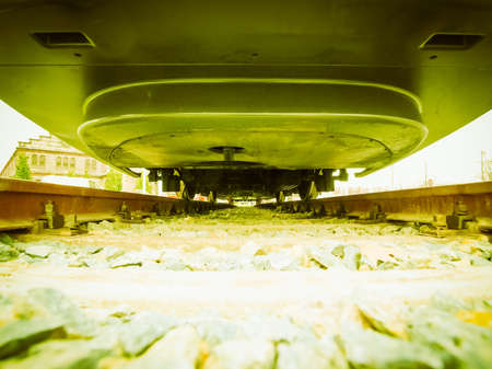 A train on railroad railway for mass transit public transport vintage retroの写真素材