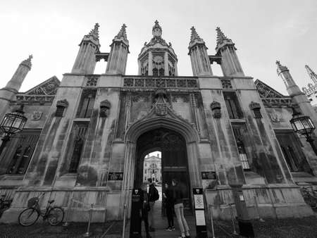 CAMBRIDGE, UK - CIRCA OCTOBER 2018: King's College in black and whiteのeditorial素材