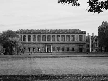 CAMBRIDGE, UK - CIRCA OCTOBER 2018: The Wren Library at Trinity College in black and whiteのeditorial素材