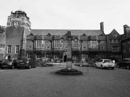 CAMBRIDGE, UK - CIRCA OCTOBER 2018: Westminster College of United Reformed Church in black and whiteのeditorial素材