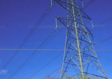 an electric power high voltage transmission line tower