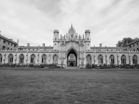 CAMBRIDGE, UK - CIRCA OCTOBER 2018: New Court at St John's College in black and whiteのeditorial素材