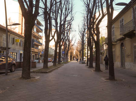 GRUGLIASCO, ITALY - CIRCA DECEMBER 2018: Viale Gramsci avenueのeditorial素材