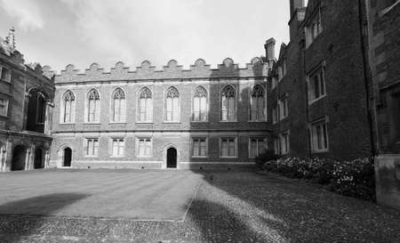 CAMBRIDGE, UK - CIRCA OCTOBER 2018: Third Court at St John's College in black and whiteのeditorial素材