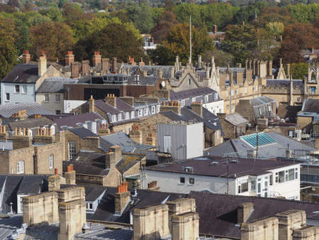 Aerial view of the city of Cambridge, UK