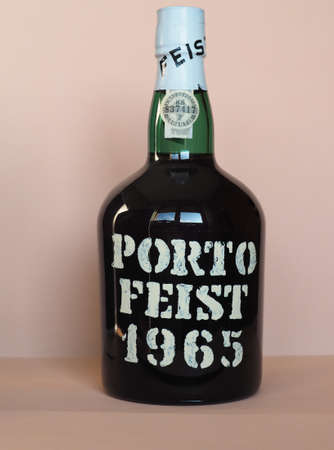LISBON, PORTUGAL - CIRCA DECEMBER 2018: Bottle of vintage Porto Feist 1965 matured in wood, bottled in 1977のeditorial素材
