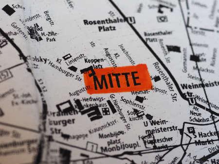BERLIN, GERMANY - CIRCA DECEMBER 2018: Map of Berlin city centre (Mitte)