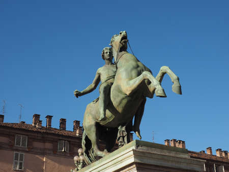 TURIN, ITALY - CIRCA JANUARY 2019: Statue of Pollux and Castor at Palazzo Reale designed by sculptor Abbondio Sangiorgio in 1842のeditorial素材