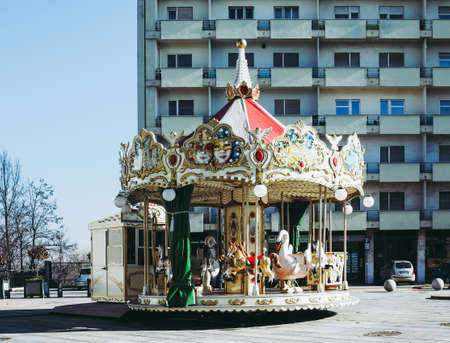 VENARIA, ITALY - CIRCA FEBRUARY 2019: Merry go round carouselのeditorial素材