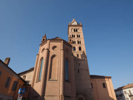 Duomo di San Lorenzo (St Lawrence cathedral) in Alba, Italyの写真素材