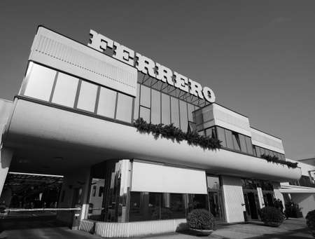 ALBA, ITALY - CIRCA FEBRUARY 2019: Ferrero chocolate producer and confectionery company headquarters...