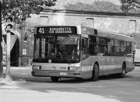 TURIN, ITALY - CIRCA SEPTEMBER 2018: Bus public transport, line 41 for Borgaretto via Orbassano in...